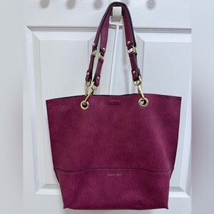Calvin Klein Burgundy Tote Bag